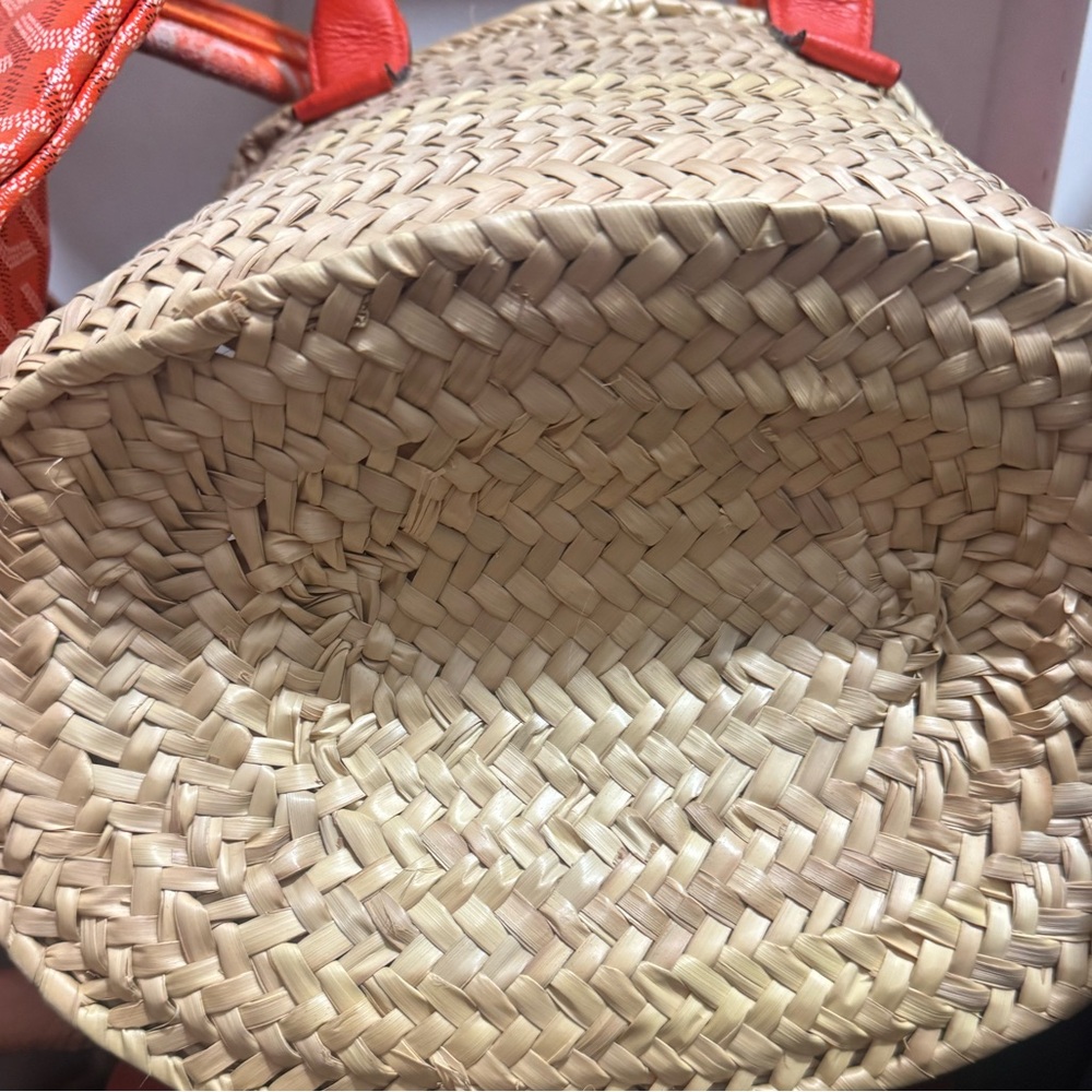 Chloe Marcie Medium Woven Raffia Tote Orange - Picture 10 of 11